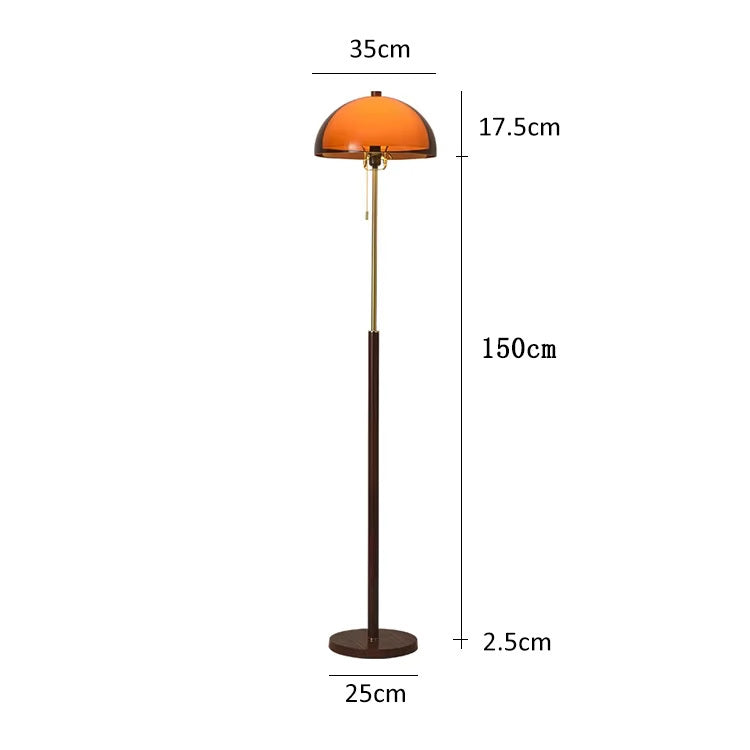 Ezra LED Stehlampe mit Acryl-Kuppelschirm in Bernstein
