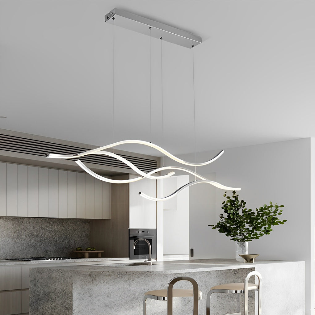 Moderne Pendelleuchte | Dimmbar, Wellenförmiges Design für Stilvolle Esszimmerbeleuchtung 11