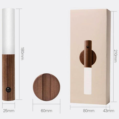 Bewegungsmelder Lampe | LED Lampe mit Warmweißem Licht & USB-Akku | Elegantes Holzdesign für Gemütlichkeit und Komfort 6