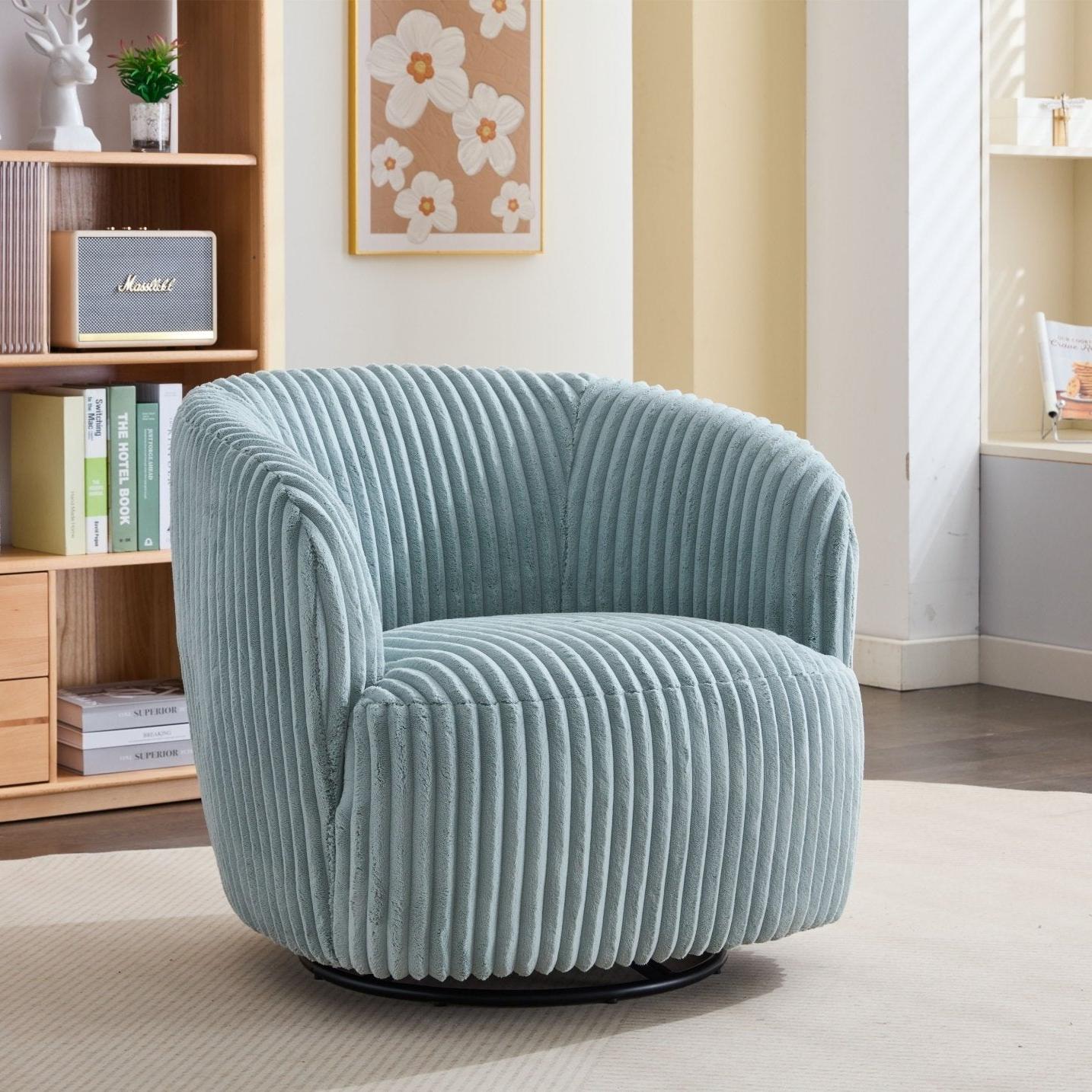 Drehbarer Loungesessel Modern mit Hochwertigem Kord-Stoff | Stilvolles Design für Komfort im Wohnzimmer 1