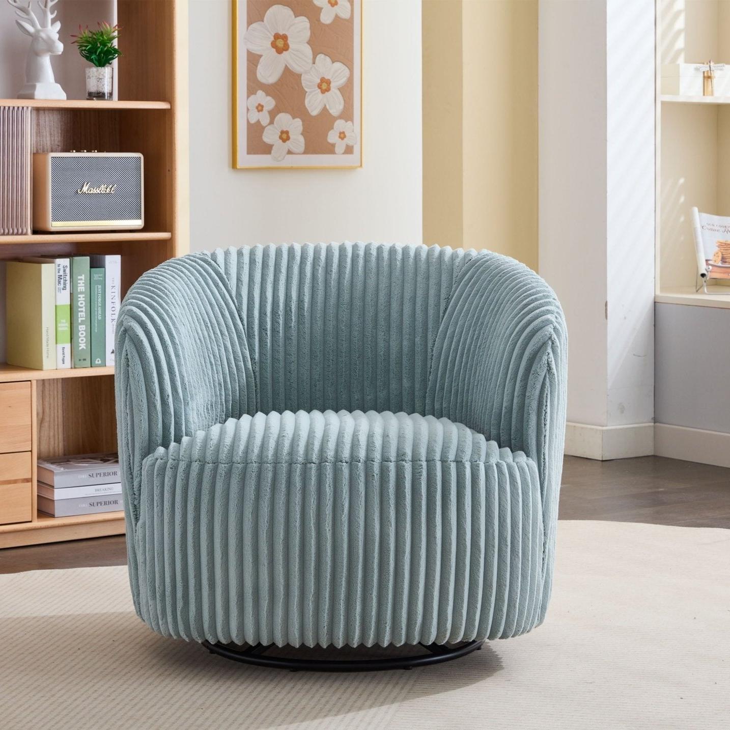 Drehbarer Loungesessel Modern mit Hochwertigem Kord-Stoff | Stilvolles Design für Komfort im Wohnzimmer 2