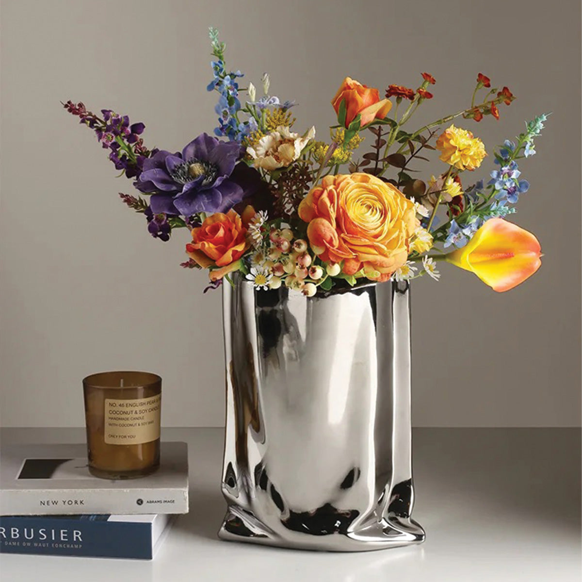 Elegante Blumenvase | Moderne Glasvase mit Plissiertem Design | Stilvolle Deko für Tischdekoration 4