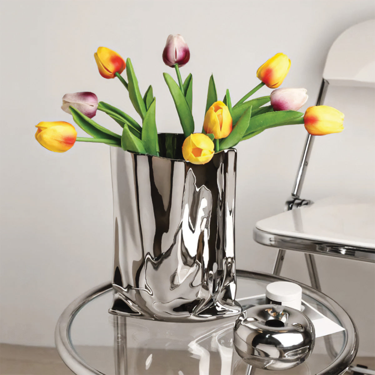 Elegante Blumenvase | Moderne Glasvase mit Plissiertem Design | Stilvolle Deko für Tischdekoration 6