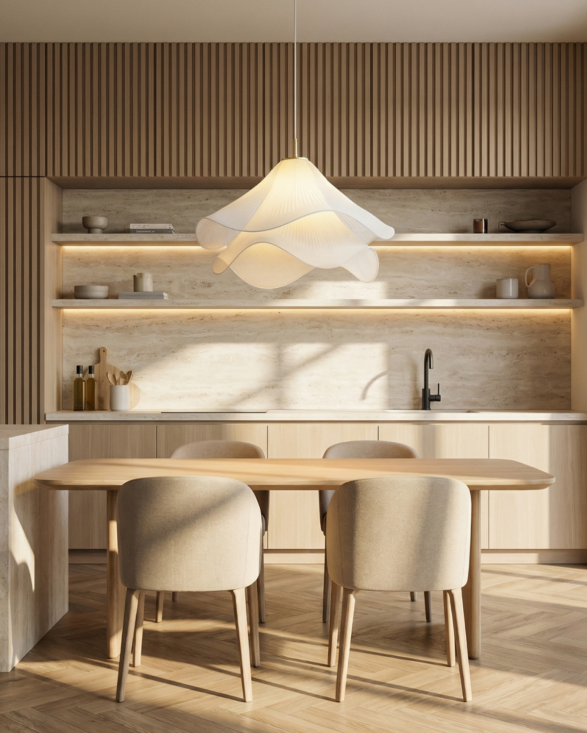 Elegante Pendelleuchte | Hängelampe mit Mehrschichtigem Design & Goldakzenten | Stilvolle Esszimmerlampe für Warme Atmosphäre 6