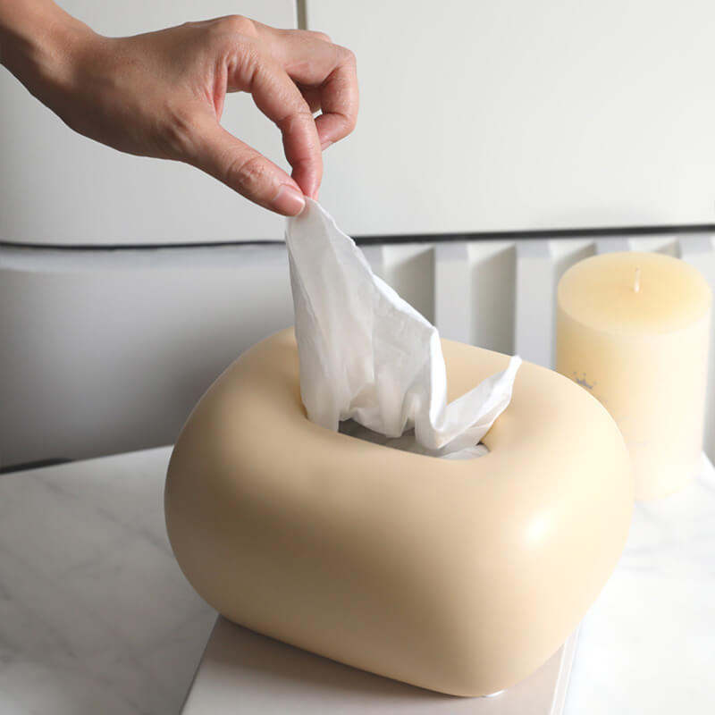 Elegante Taschentuchbox | Cremefarbene Keramik mit Einzigartigem Design | Stilvolle Deko für Ihr Zuhause 2