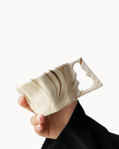 Eleganter Kaffeebecher | Achteckiger Keramikbecher mit Künstlerischem Design | Stilvoller Genuss für Heißgetränke 1
