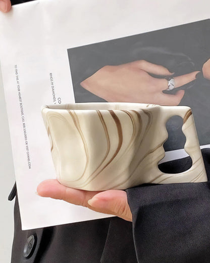 Eleganter Kaffeebecher | Achteckiger Keramikbecher mit Künstlerischem Design | Stilvoller Genuss für Heißgetränke 2