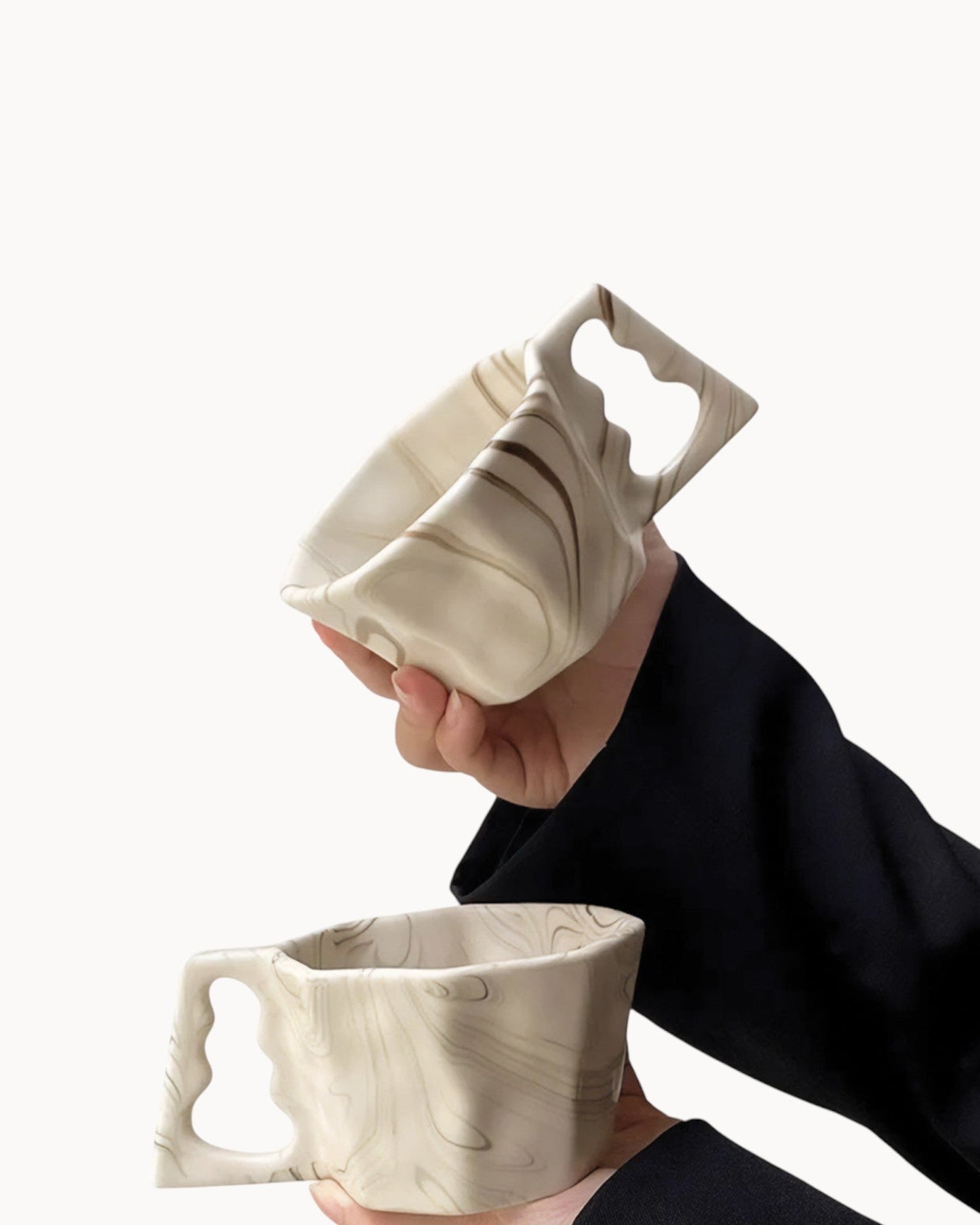 Eleganter Kaffeebecher | Achteckiger Keramikbecher mit Künstlerischem Design | Stilvoller Genuss für Heißgetränke 5