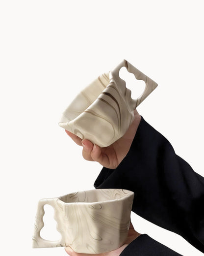 Eleganter Kaffeebecher | Achteckiger Keramikbecher mit Künstlerischem Design | Stilvoller Genuss für Heißgetränke 5