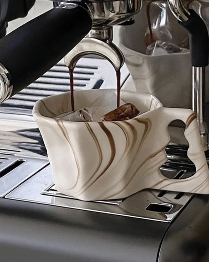 Eleganter Kaffeebecher | Achteckiger Keramikbecher mit Künstlerischem Design | Stilvoller Genuss für Heißgetränke 6