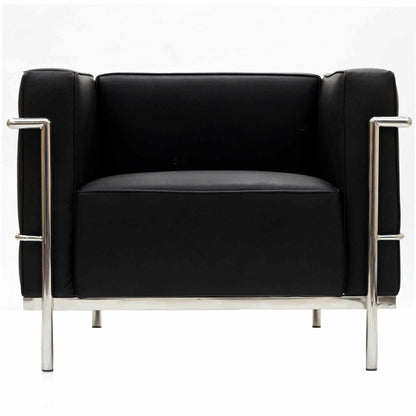 Eleganter Sessel im LC3-Stil mit Hochwertigem Leder & Verchromtem Stahlrahmen | Modernes Design für Stil und Komfort 0