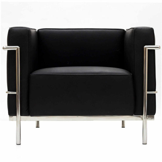Eleganter Sessel im LC3-Stil mit Hochwertigem Leder & Verchromtem Stahlrahmen | Modernes Design für Stil und Komfort 0