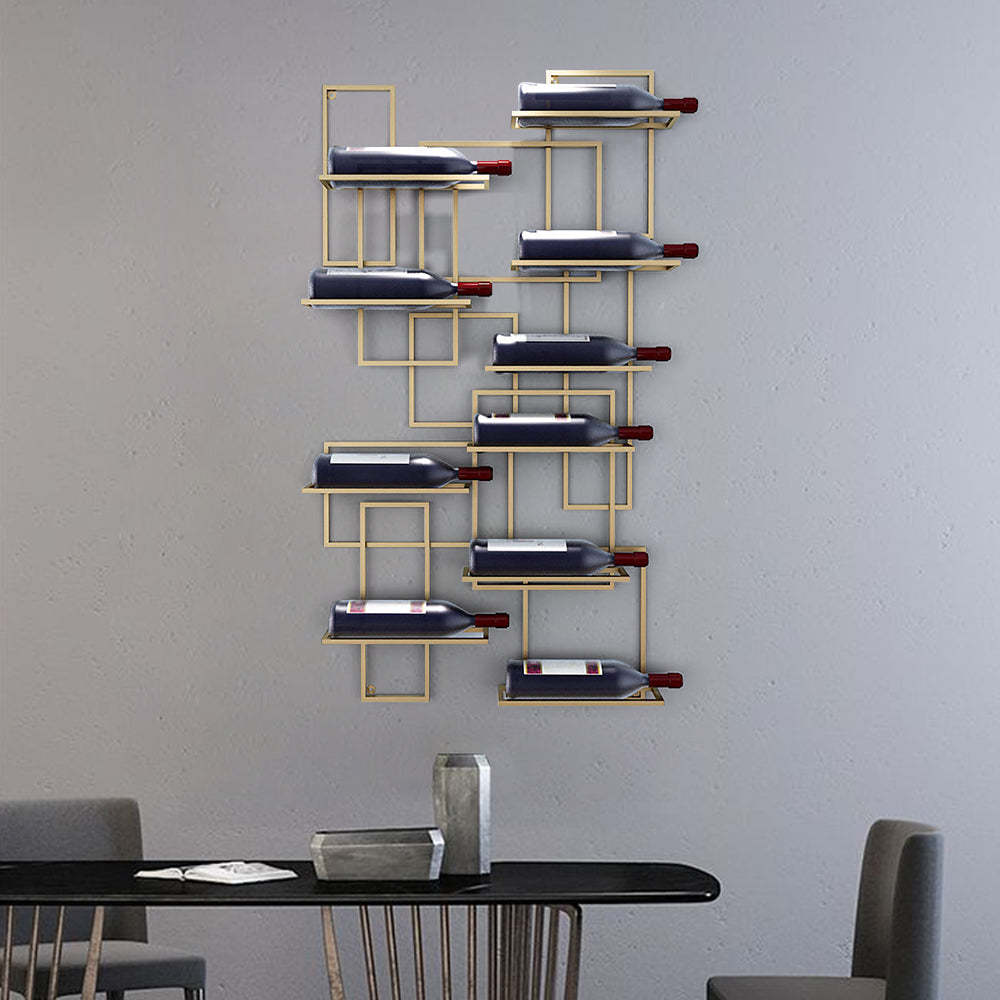Geometrisches Weinregal | Metall Wandmontage für 10 Flaschen | Modernes Design für Stilvolle Präsentation 0