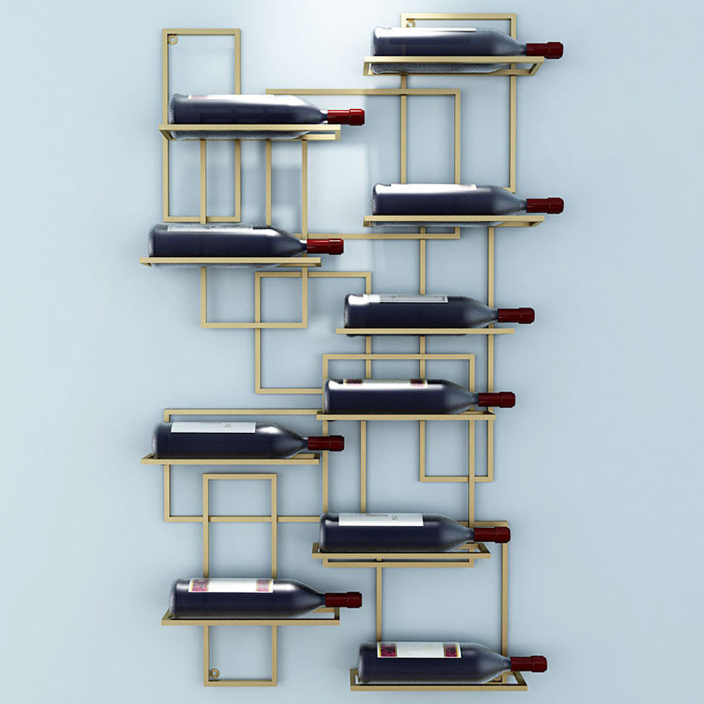 Geometrisches Weinregal | Metall Wandmontage für 10 Flaschen | Modernes Design für Stilvolle Präsentation 2
