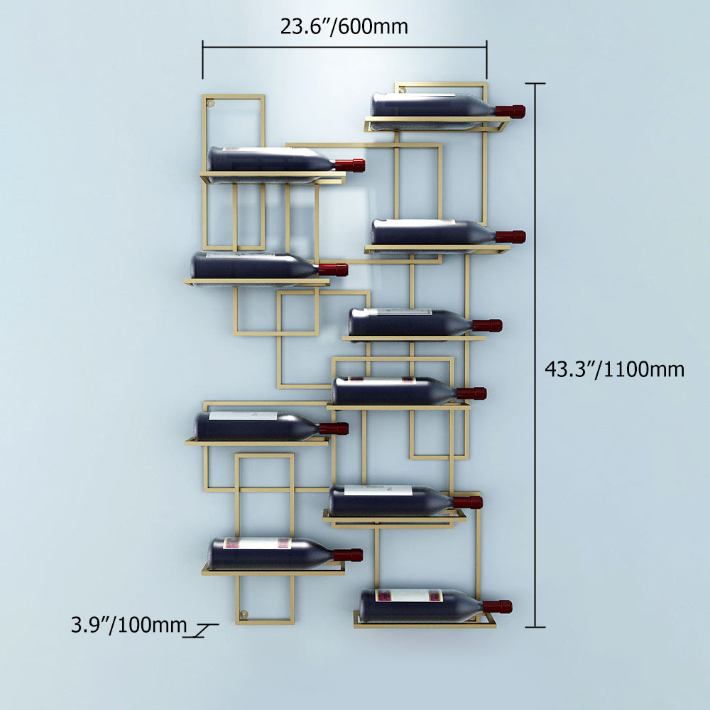 Geometrisches Weinregal | Metall Wandmontage für 10 Flaschen | Modernes Design für Stilvolle Präsentation 4