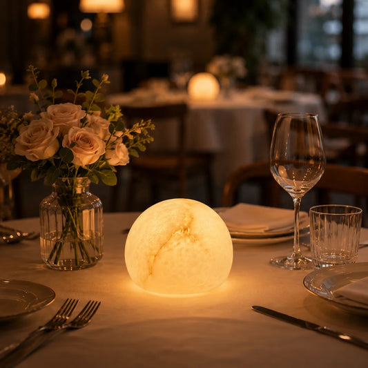 Mila LED Tischlampe aus Marmor-Optik mit Akku und Touch-Dimmer