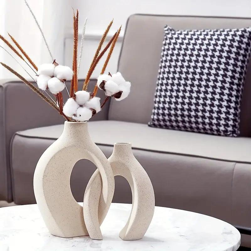 JapandiVase Set | Runde Keramische Blumenvase mit Mattglas-Oberfläche | Stilvolle Vasen Deko für Eleganz in jedem Raum 3
