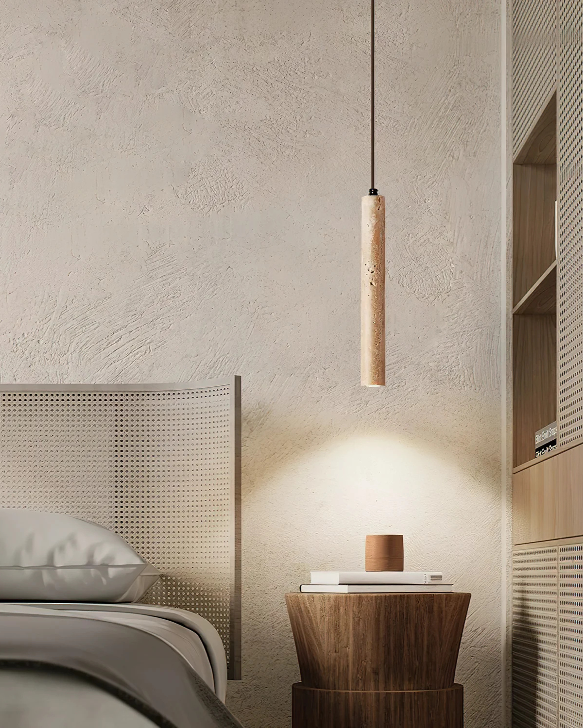 La Colonne | Pendelleuchte aus Travertinstein mit Organischer Textur | Zeitloses Design für Esszimmer und Eleganz 1