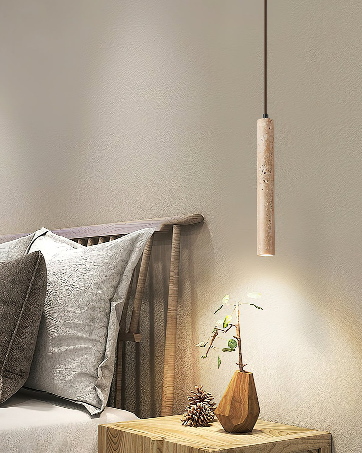 La Colonne | Pendelleuchte aus Travertinstein mit Organischer Textur | Zeitloses Design für Esszimmer und Eleganz 2