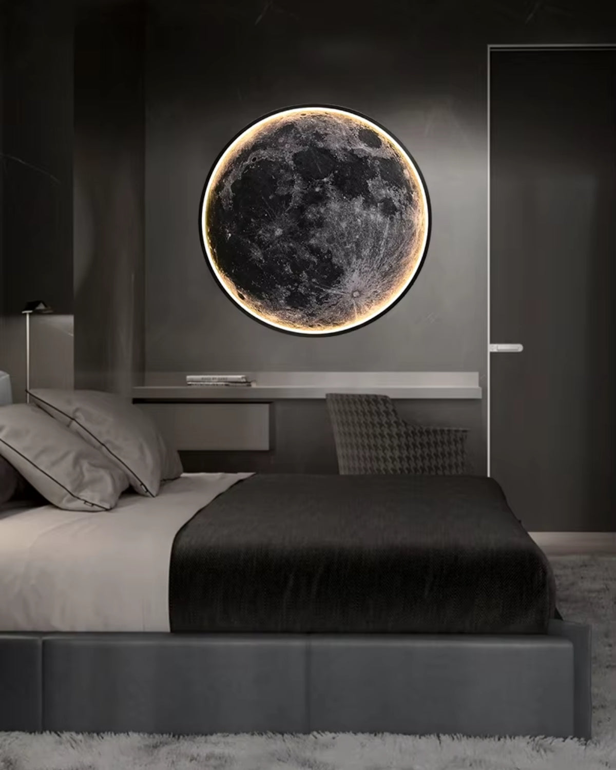 La Lune Éthérée | LED Mondlicht Wandleuchte mit Detailreicher Oberfläche | Beruhigende Atmosphäre für Ihr Zuhause 3