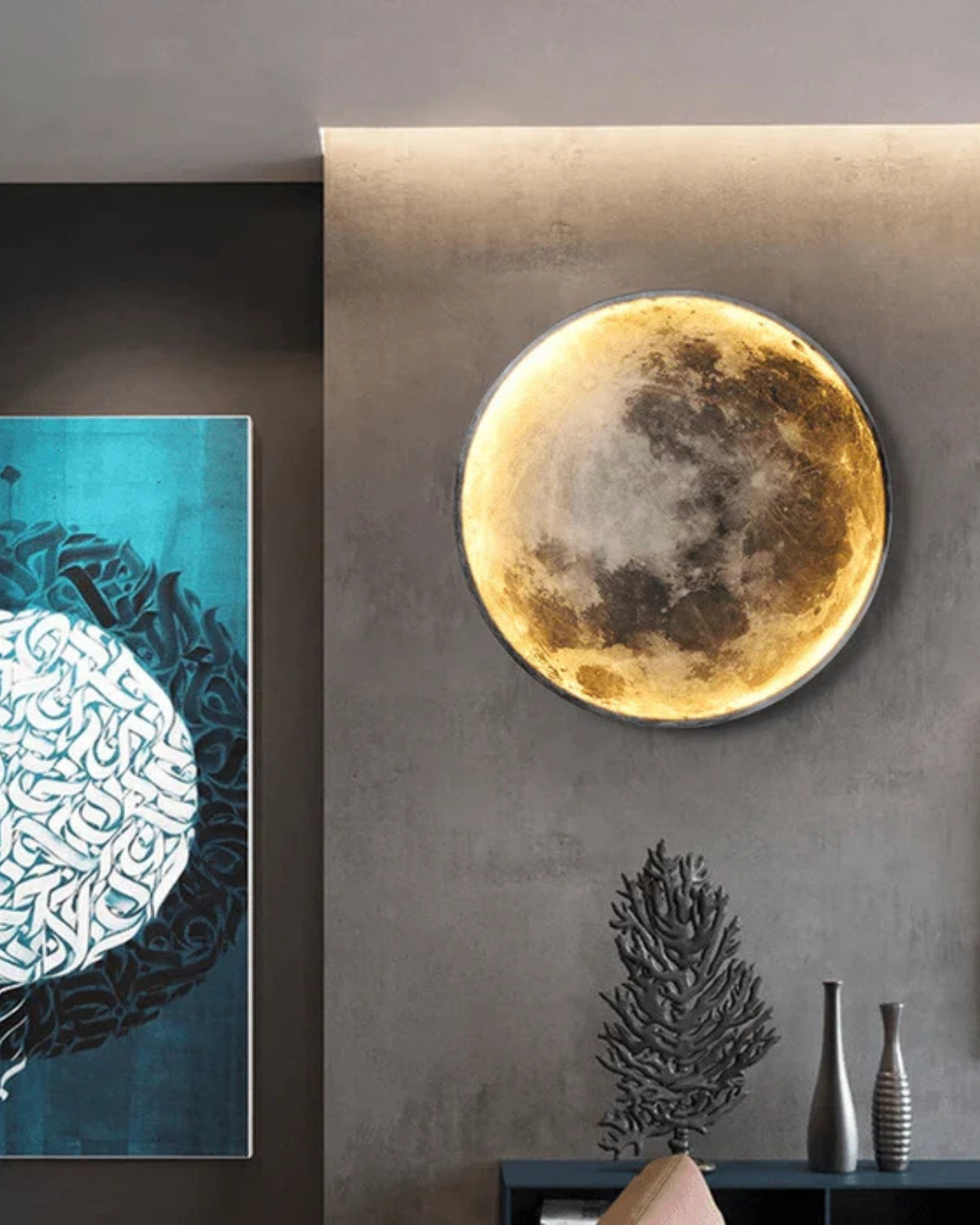 La Lune Éthérée | LED Mondlicht Wandleuchte mit Detailreicher Oberfläche | Beruhigende Atmosphäre für Ihr Zuhause 6