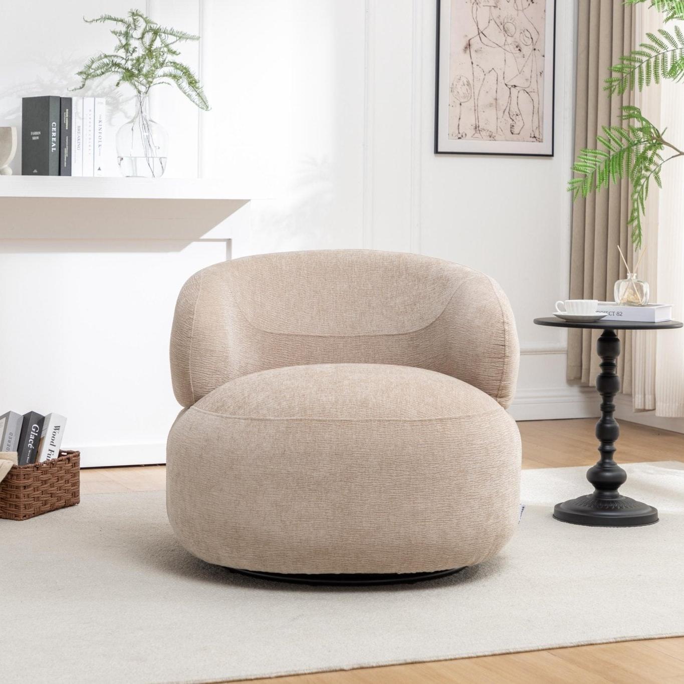 Loungesessel Max | Drehbarer Loungesessel mit Ergonomischer Polsterung | Beige für Optimalen Komfort 1