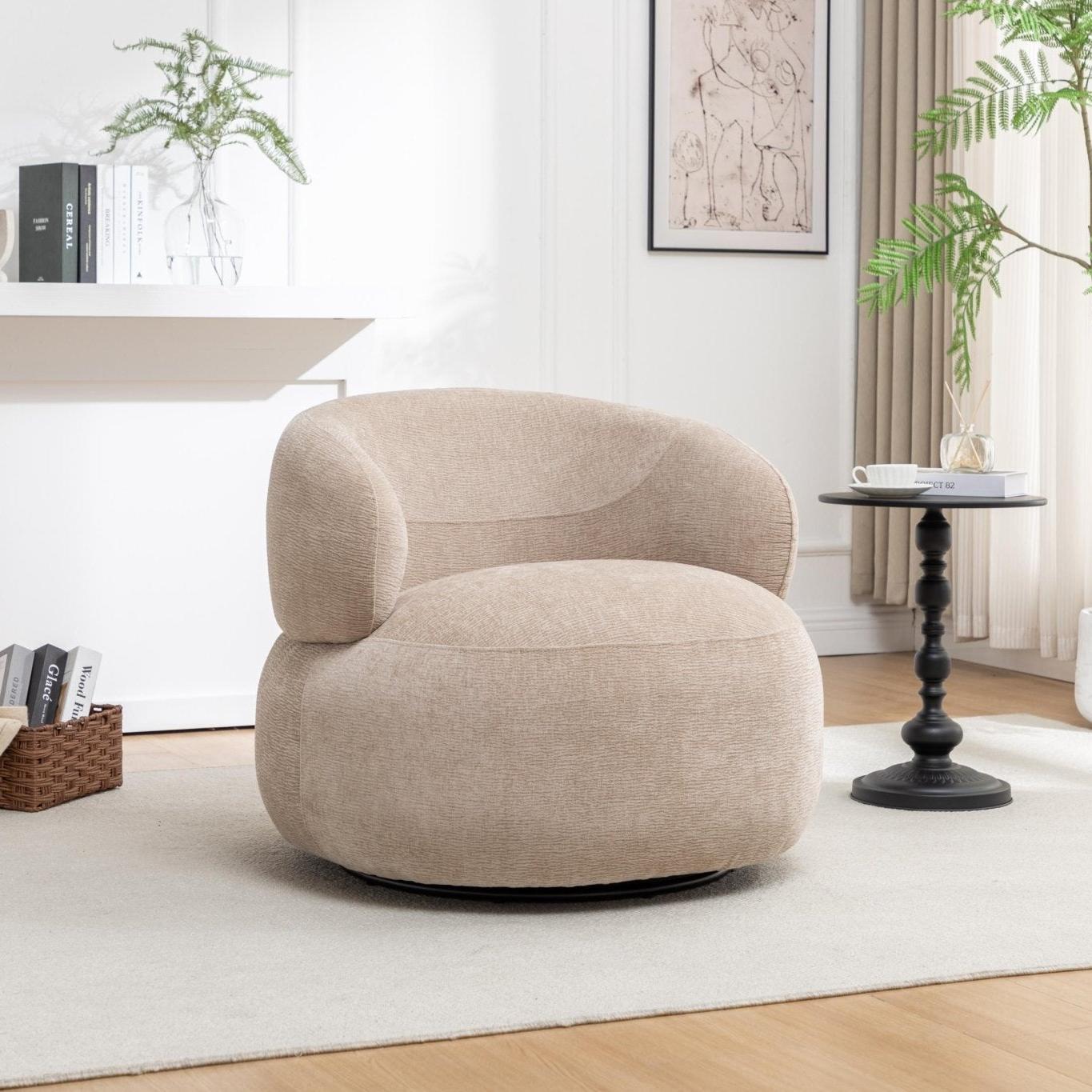 Loungesessel Max | Drehbarer Loungesessel mit Ergonomischer Polsterung | Beige für Optimalen Komfort 3