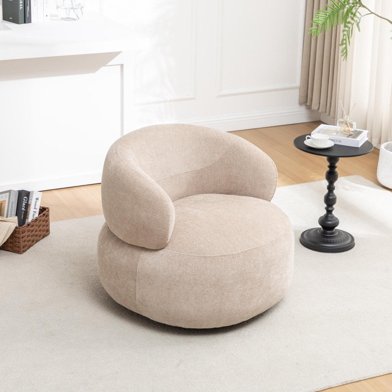 Loungesessel Max | Drehbarer Loungesessel mit Ergonomischer Polsterung | Beige für Optimalen Komfort 4