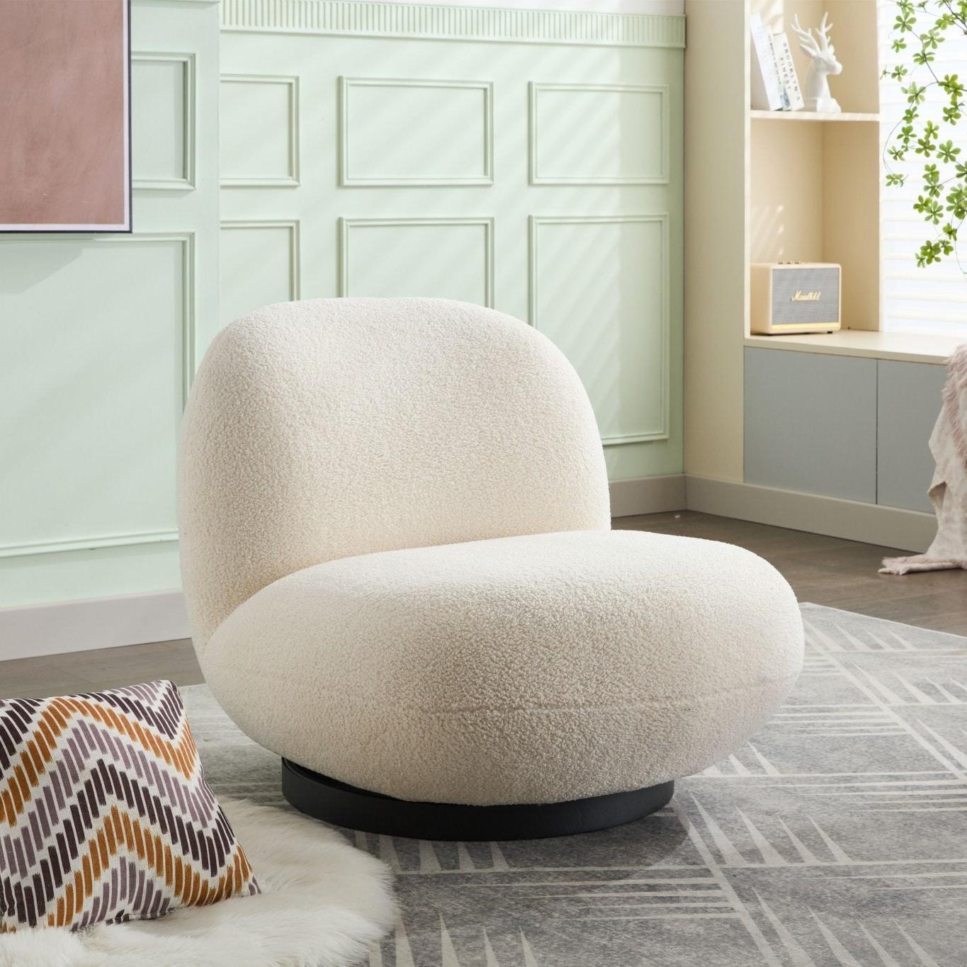 Loungesessel Modern | Drehbarer Teddy Bouclé Sessel für Komfort im Wohnzimmer 1