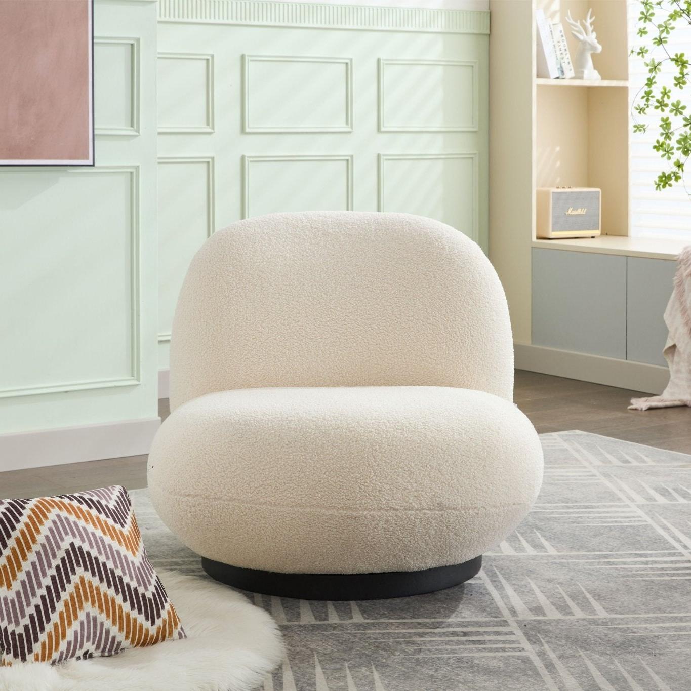 Loungesessel Modern | Drehbarer Teddy Bouclé Sessel für Komfort im Wohnzimmer 2