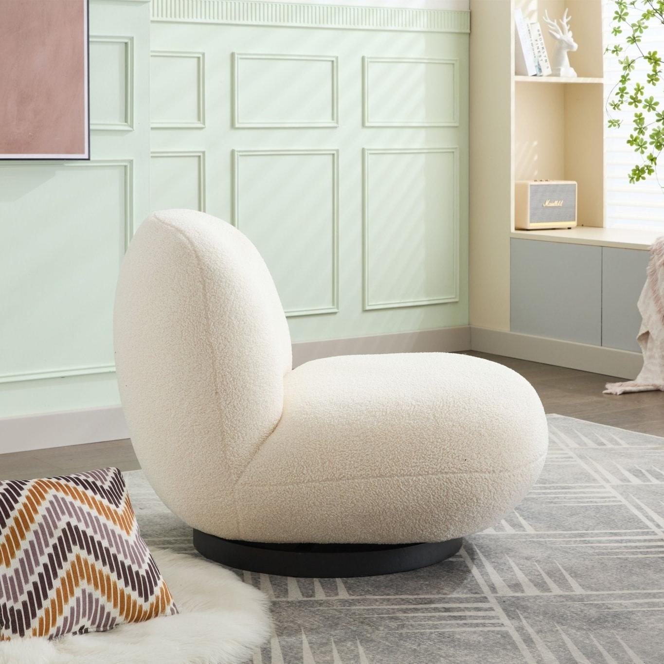 Loungesessel Modern | Drehbarer Teddy Bouclé Sessel für Komfort im Wohnzimmer 3