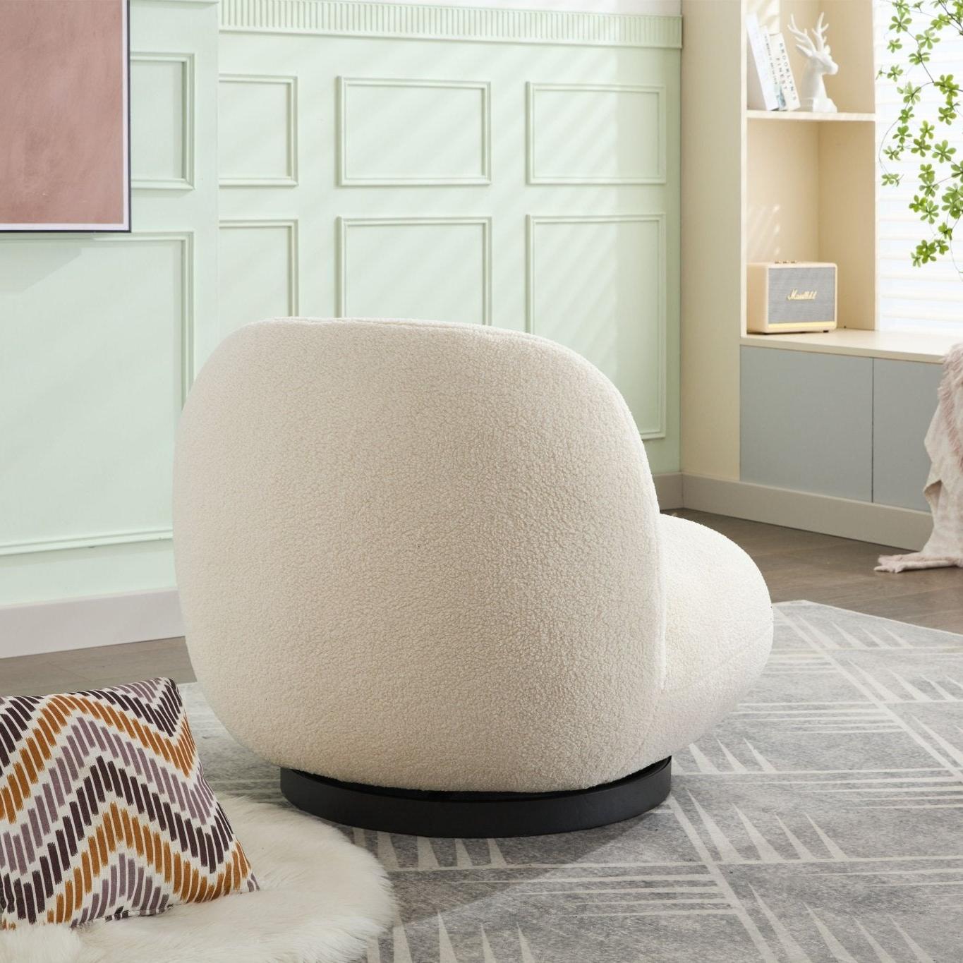 Loungesessel Modern | Drehbarer Teddy Bouclé Sessel für Komfort im Wohnzimmer 4