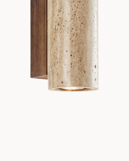 Lumina Stone | Wandleuchte Innen aus Travertin mit Holzfuß | Stilvolle Beleuchtung für Elegante Räume 2