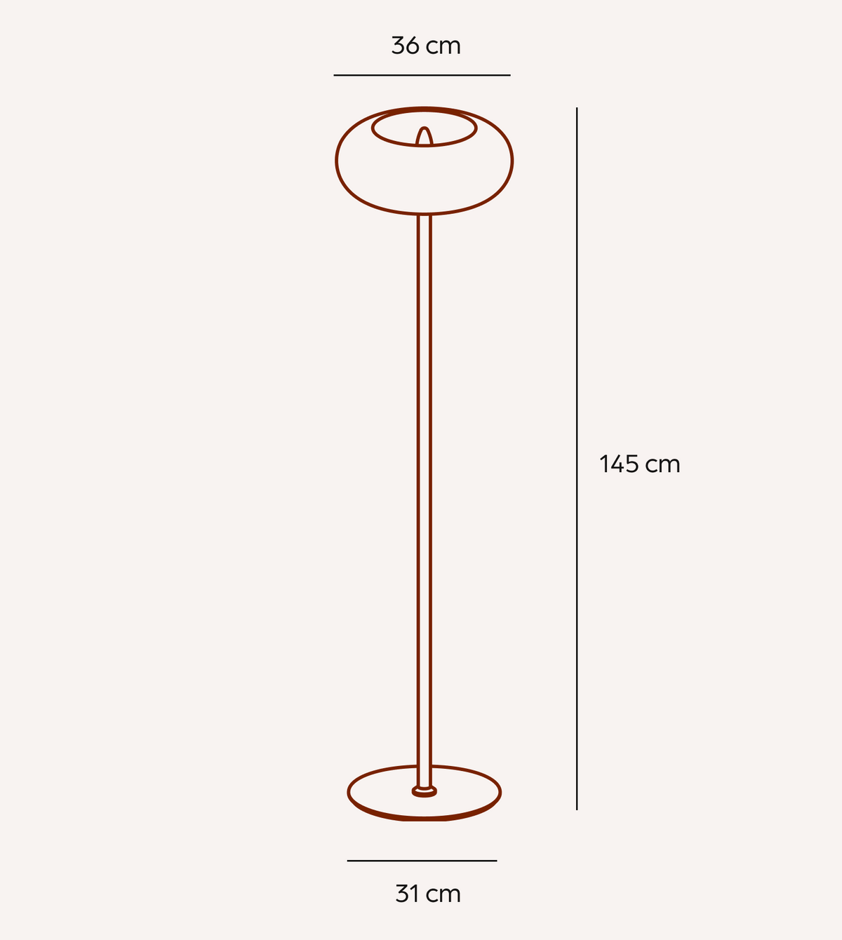 LED-Stehlampe AURELIO, Maßangaben
