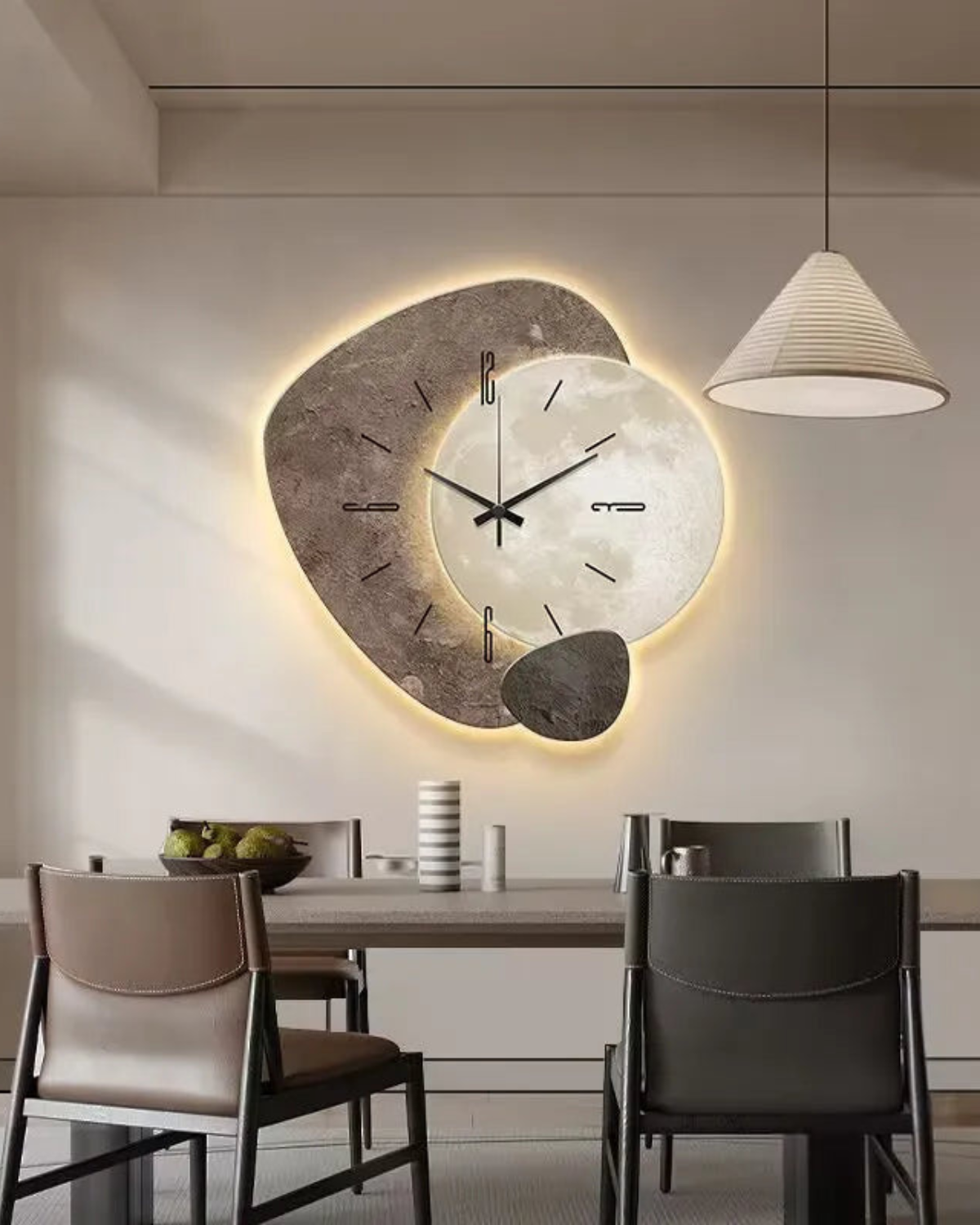 Lune Aura | Wanduhr Modern mit Mondmotiv & Minimalistischem Design | Elegante Uhr für Stilvolle Räume 4