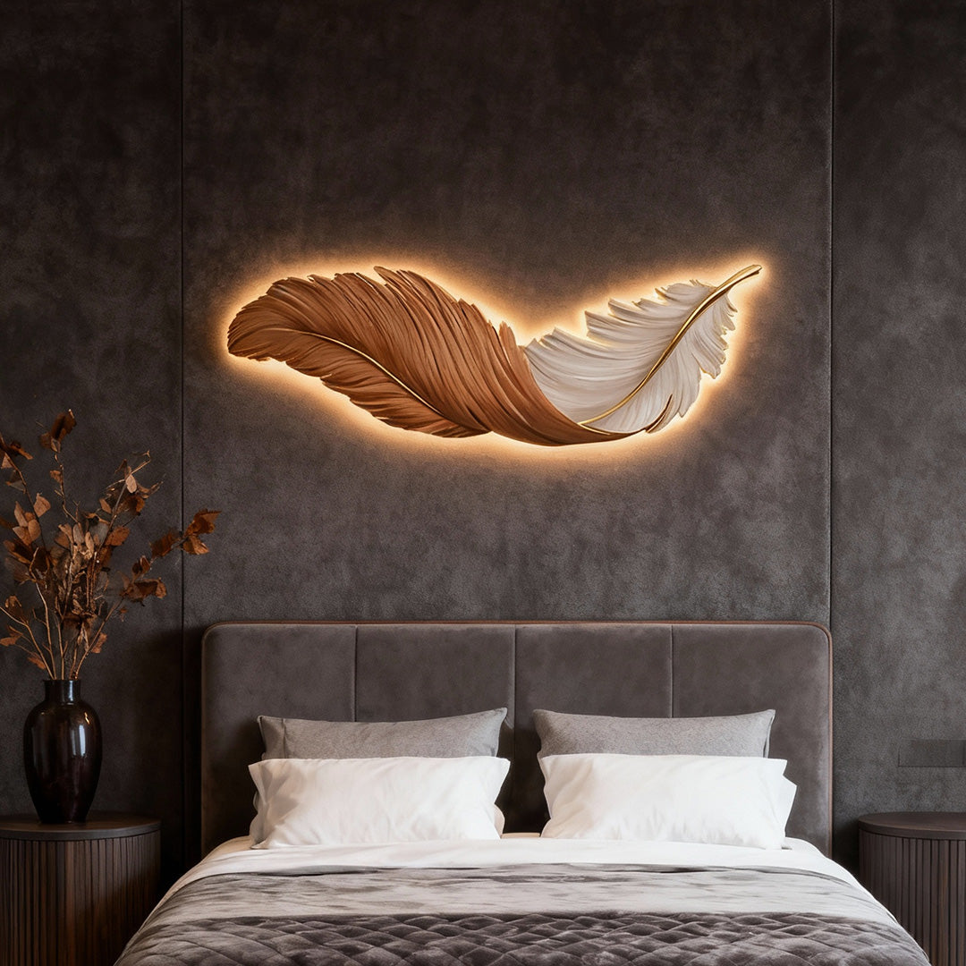 Moderne LED-Wandleuchte Innen mit Fernbedienung & Federdesign | Kreative Lichtquelle für stilvolle Räume 4