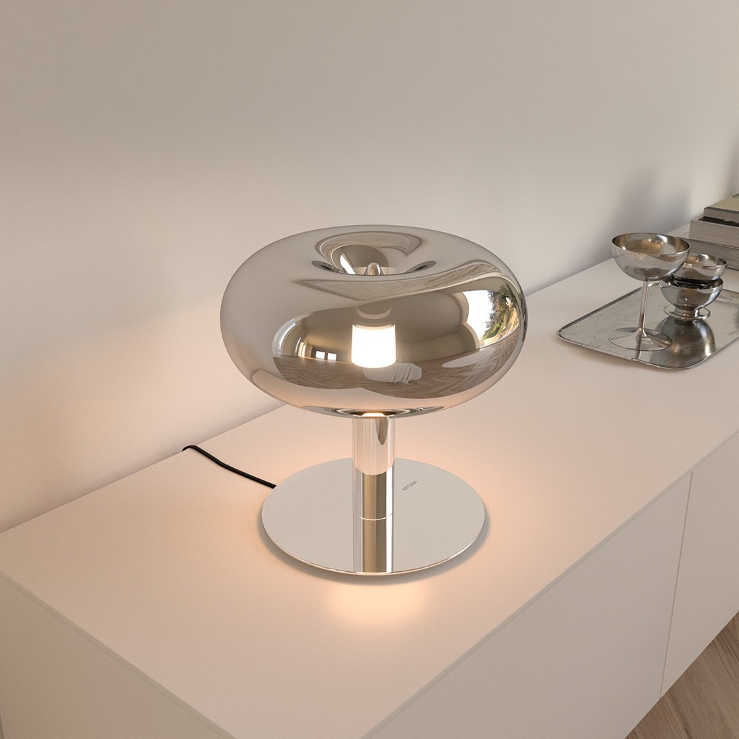 Moderne LED Tischleuchte im Pilzdesign mit Touch-Dimmer | Stilvolle Metall-Glas Lampe für elegantes Ambiente 0