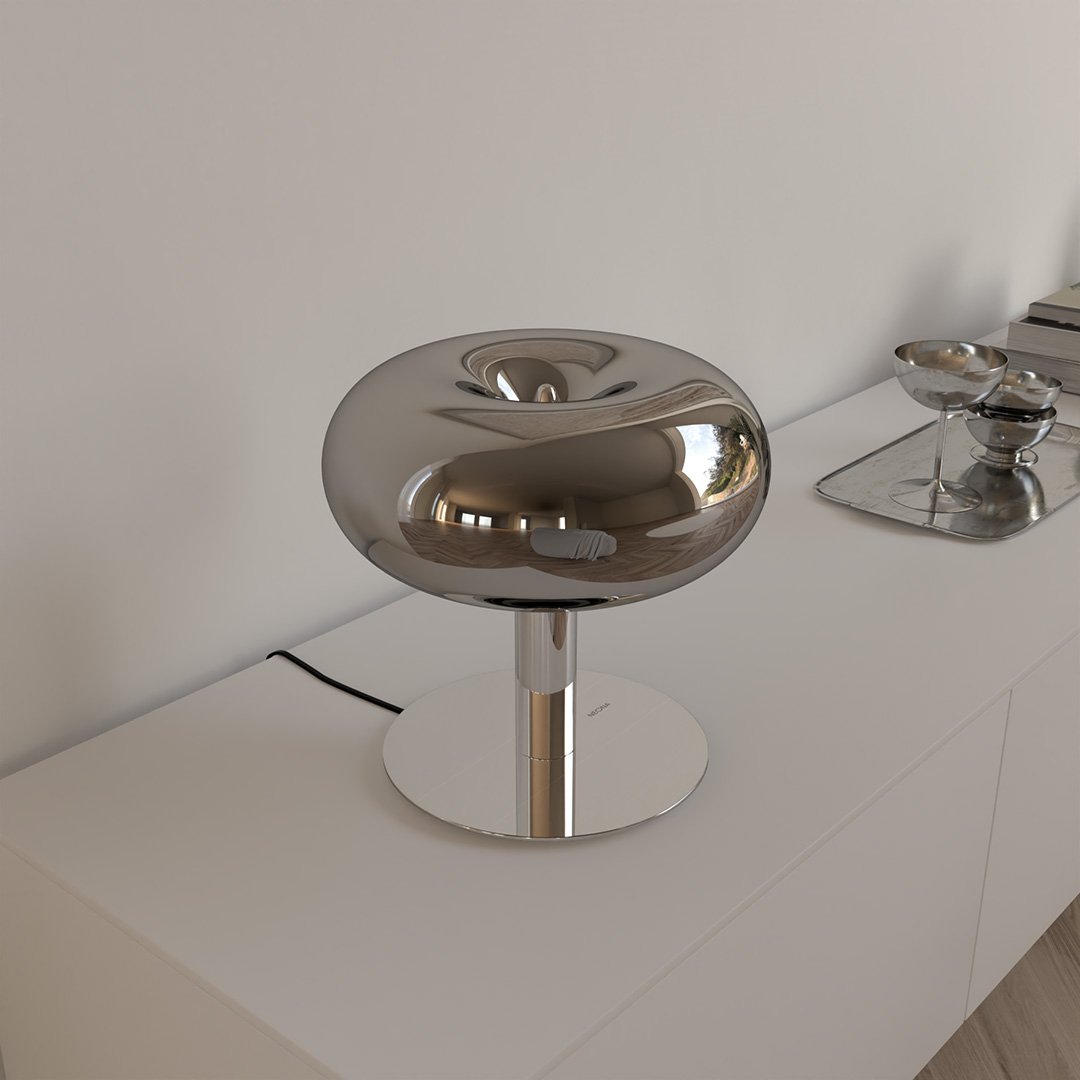 Moderne LED Tischleuchte im Pilzdesign mit Touch-Dimmer | Stilvolle Metall-Glas Lampe für elegantes Ambiente 3