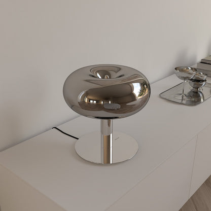 Moderne LED Tischleuchte im Pilzdesign mit Touch-Dimmer | Stilvolle Metall-Glas Lampe für elegantes Ambiente 3