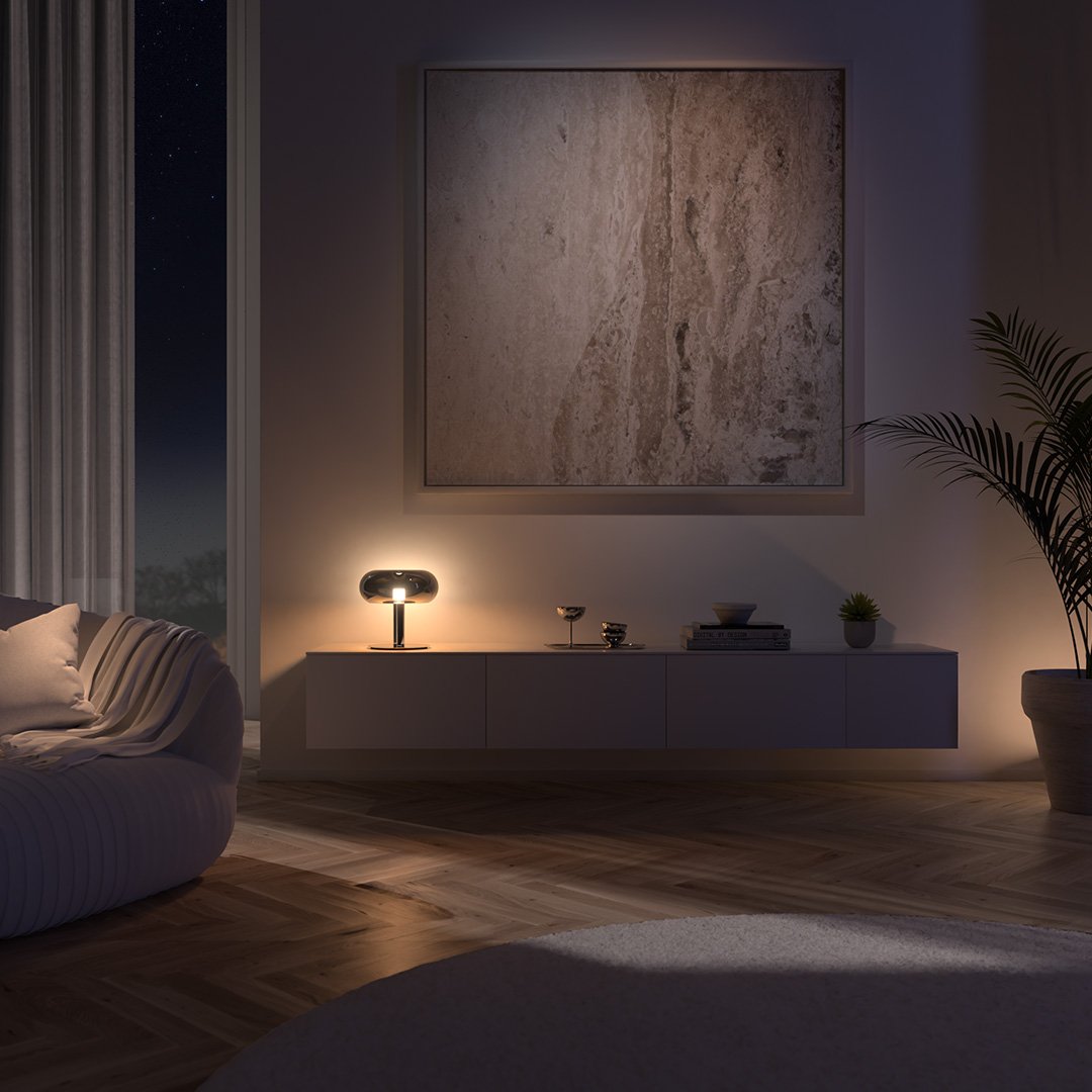 Moderne LED Tischleuchte im Pilzdesign mit Touch-Dimmer | Stilvolle Metall-Glas Lampe für elegantes Ambiente 5