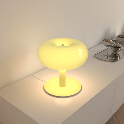 Moderne LED Tischleuchte im Pilzdesign mit Touch-Dimmer | Stilvolle Metall-Glas Lampe für elegantes Ambiente 9