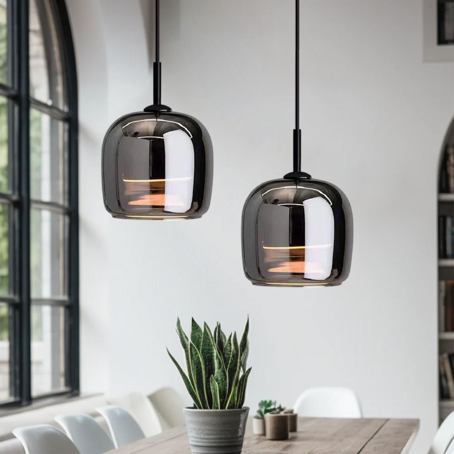Moderne Pendelleuchte Schwarz | Elegante LED Hängeleuchte aus Glas für Stilvolle Beleuchtung in jedem Raum 3