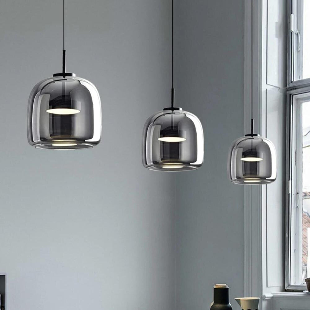 Moderne Pendelleuchte Schwarz | Elegante LED Hängeleuchte aus Glas für Stilvolle Beleuchtung in jedem Raum 5