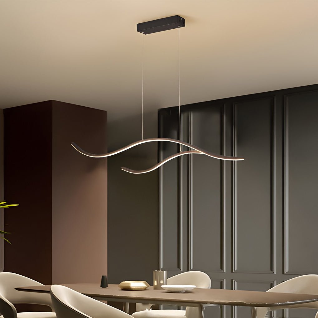 Moderne Pendelleuchte | Dimmbar, Wellenförmiges Design für Stilvolle Esszimmerbeleuchtung 0