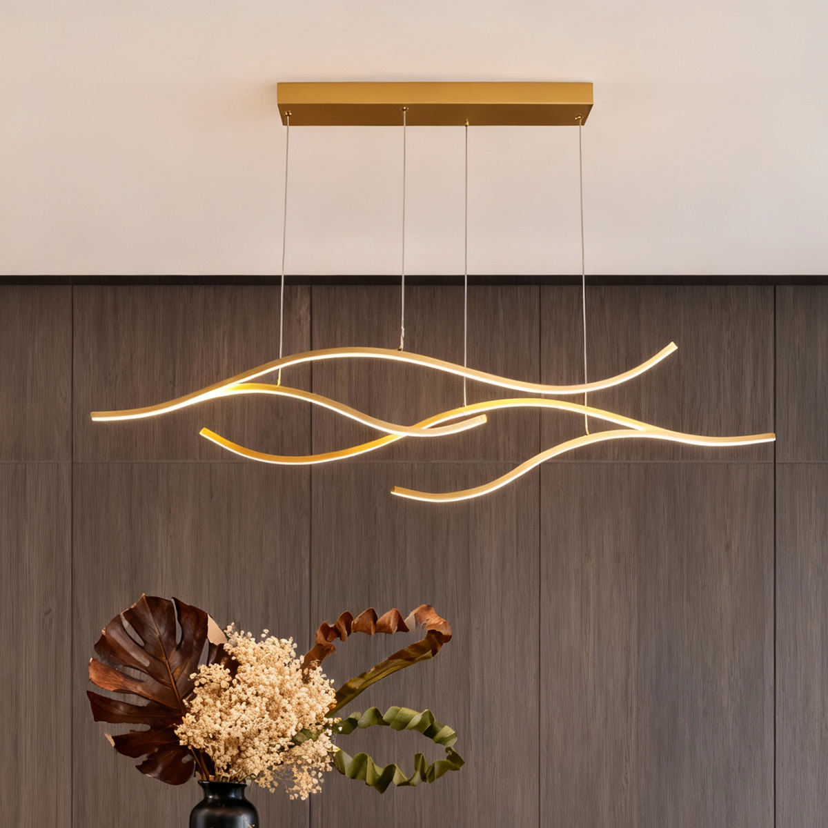 Moderne Pendelleuchte | Dimmbar, Wellenförmiges Design für Stilvolle Esszimmerbeleuchtung 1