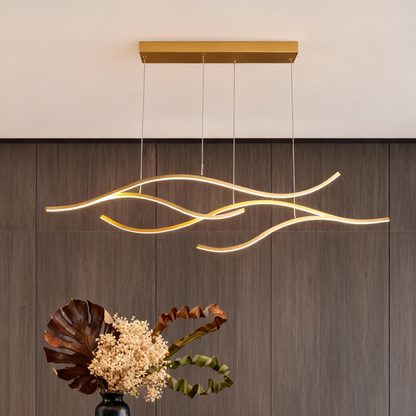 Moderne Pendelleuchte | Dimmbar, Wellenförmiges Design für Stilvolle Esszimmerbeleuchtung 1