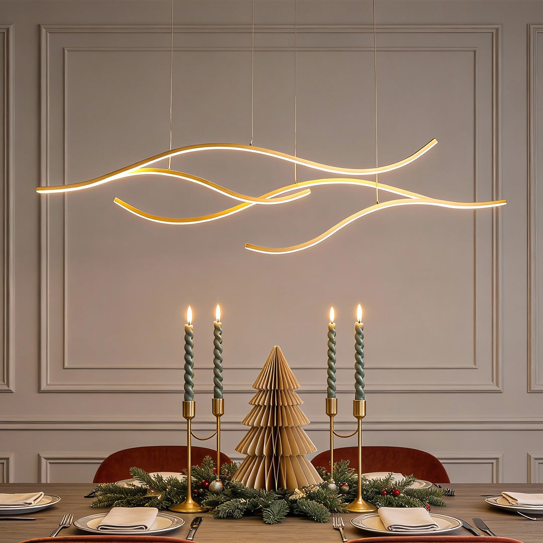 Moderne Pendelleuchte | Dimmbar, Wellenförmiges Design für Stilvolle Esszimmerbeleuchtung 2