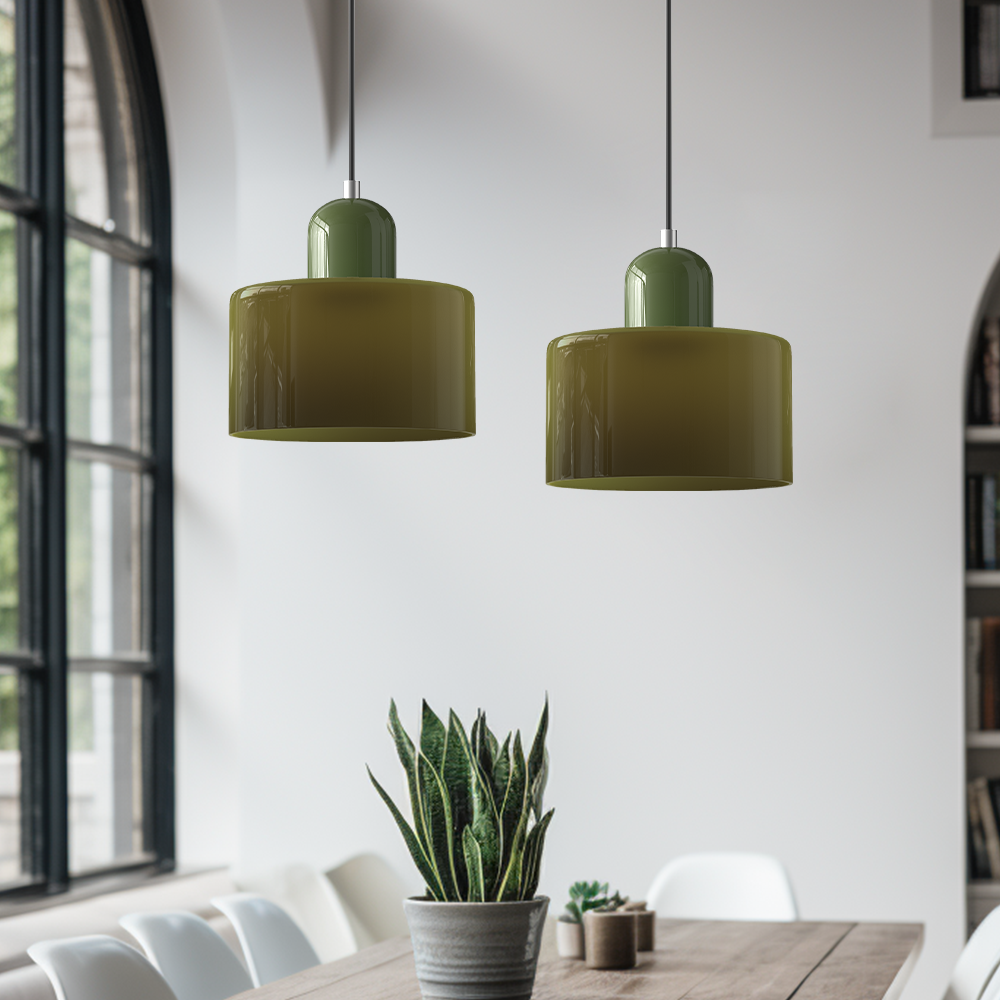 Moderne Pendelleuchte | LED Glas-Metall Design mit Druckknopfschalter | Elegante Beleuchtung für jeden Raum 2