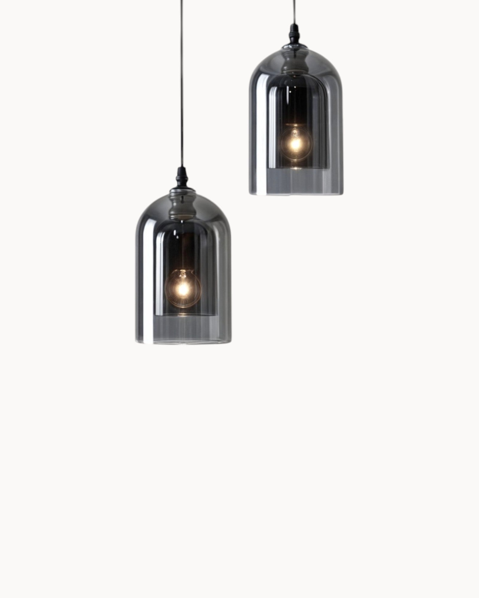 Moderne Pendelleuchte | LED Hängeleuchte mit Bernstein Glas & Kupferdetails | Stilvolles Design für Esszimmer und Wohnzimmer 1