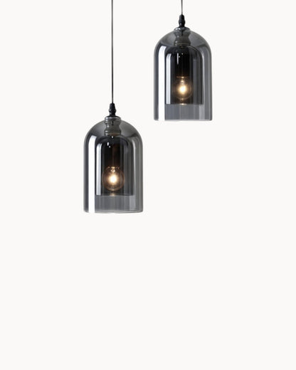 Moderne Pendelleuchte | LED Hängeleuchte mit Bernstein Glas & Kupferdetails | Stilvolles Design für Esszimmer und Wohnzimmer 1